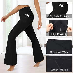 huowa Womens High Waist Hip Lifting Yoga Pants Fitness Pants Sports Leggings Flare Pants Yoga Pants