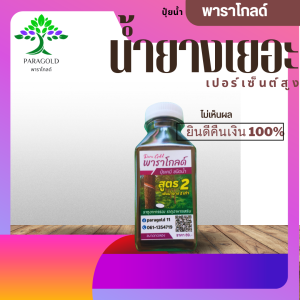 สินค้าทดลอง “พาราโกลด์” สูตร 2 เพิ่มน้ำยางได้มากถึง 2 เท่า ช่วยรักษาหน้ายาง ช่วยขยายท่อน้ำยาง และสร้างความสมบูรณ์ ป้องกันเชื้อรา ป้องกันรักษาเส้นดำ เปลือกเน่า หน้ายางแห้ง ปริมาณ 150ml.