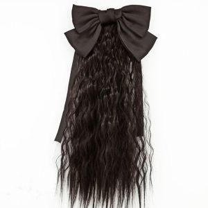 Girls Kids Red Bows Knot Ponytail Hair Extensions - Natural Soft Cute Headwear for Birthday Party Decor & Gifts