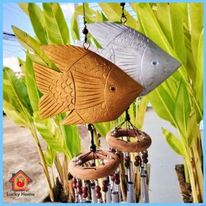 Wind Chimes กระดิ่งลมเรียกทรัพย์ โมบายปลาตะเพียน (คู่) กระดิ่งลม โลหะ 6 แท่ง โมบายตกแต่งบ้าน กระดิ่งลมฮวงจุ้ย