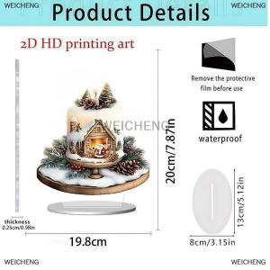 [COD] WEICHENG Santa Claus Tabletop Decoration With Base 2D Acrylic Christmas Ornaments 2026 Xmas Navidad Party Supplies