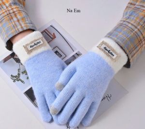 Găng Tay Len Nữ Cao Cấp Giữ Nhiệt Mùa Đông Lót Lông Dày Mềm Mại Cảm Ứng Điện Thoại Chống Lạnh Thời Trang Nhiều Màu Pastel
