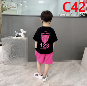 terno for kid boy Black & Hot Pink Combo with Leopard print like design pure cotton 1-5yrs old C42