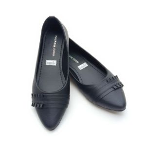 Sepatu Wanita Flat Shoes Kantor Hitam Polos Cantik - E06