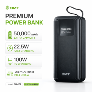 BMT 50000mAh Power Bank 22.5W Fast Charging PD USB-C Dual Output Quick Charge Portable Charger LED Display