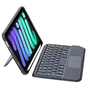 MD Keyboard Case for iPad Mini 6 8.3-inch 2021 7 Color Backlight - 360° Swivel - Auto Sleep/Wake Ultra Slim Wireless Detachable Bluetooth Keyboard Case for iPad Mini 6th Generation Black