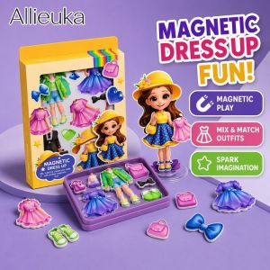Magnetic Princess Dress Up Doll 90 Pcs DIY Outfit Mix Match Sticker Toy Fridge Magnet Playset Gift For Girls Kids Age 3 Plus