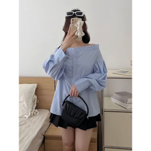 Áo Sơ Mi Nữ Form Rộng Tay Dài Phồng Bẹt Vai Ngang Cực Đẹp SM7