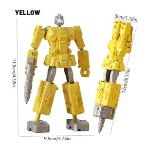 Plastic Deformation Toy Robot Shaped 2 IN 1 Ballpoint Pen Stationery Rleaxing Action Figure Pen Children Children Deformation Toy Creative Transformation Robot Figure Pen Robot Deformation Pen Kids Robot Model Toy Stationery Supplies