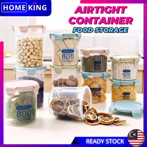 HOMEKING | Round Airtight Food Storage Container Stackable Sealed Kitchen and Pantry Organizer Transparent Box Air Tight Seal Round Plastic Fresh Pot Container Kitchen Food Storage Box Bottle Sealpot Bekas Kedap Simpanan Makanan