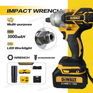DEWALT ประแจกระแทกไร้สายแรงบิดสูง แบตเตอรี่ลิเธียมคู่ เครื่องมือไฟฟ้าขนาดกะทัดรัด น้ำหนักเบาและพกพาสะดวก