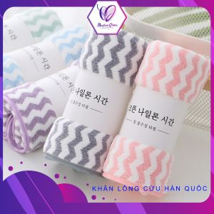 Set 10 Khăn Mặt Lông Cừu Xuất Hàn Vân Kẻ Sọc Siêu Mềm 25cm*50cm