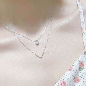 S925 Silver Teardrop V Necklace Vintage Distressed Craftsmanship Womens Exquisite Daily Jewelry