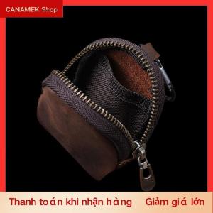 CS PU da đồng xu Ví Retro dây kéo nhỏ Pouch cho tiền xu tai nghe phụ kiện túi Mặt dây chuyền