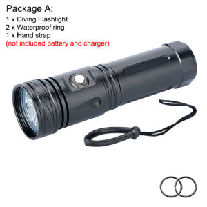 ASAFEE AF07D Professional Diving Flashlight L2 LED 1600LM Super Bright Scuba Dive Light Underwater Magnetic Switch Torch Waterproof Fishing Light for Snorkeling and Night Diving