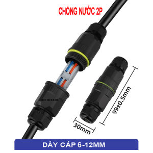 Đầu nối chống nước dây điện 220V nối dây cáp tròn phi 6-12mm chống nước sử dụng ngoài trời