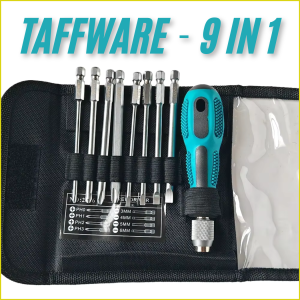 BARU Taffware Obeng Set Lengkap Reparasi Magnetic Head 9 in 1 Super Kuat Baja Alat Perkakas Tukang