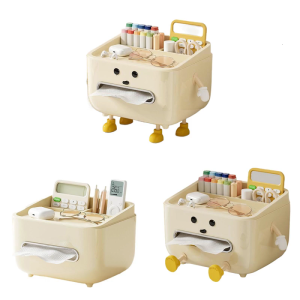 Stylish Tissue Dispenser Box Organizers Space Saving Tissue Box With Storage Compartments For Household Convenience