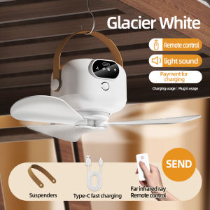 Outdoor Camping Fan Tent Canopy Ceiling Fan Multifunctional Circulator Fan Air Cooler LED Lights Lighting Remote Control