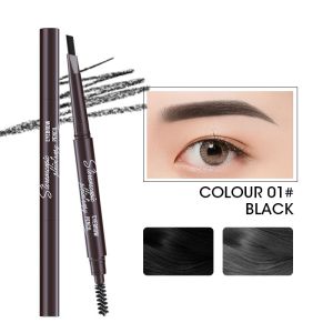 Bút Chì Kẻ Mày Bền Lâu Chống Nước Cọ Lông Mày Tự Động Xoay Hai Đầu Màu Nâu Sẫm Mỏng