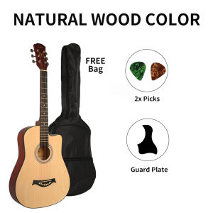 EXPOSE 38-inch Natural Color Guitar Set 38-inch Roundhead Guitar 6-String Folk Guitar Set for Students and Beginners