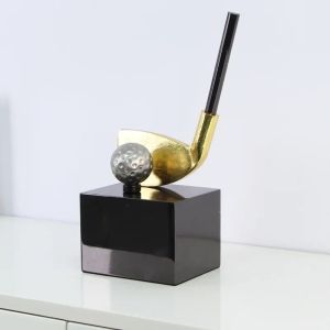 xpkQ Metal Handicraft Simulated Golf Ball Golden Athlete Sculpture Golf Trophy Metal Figurine Home Decoration Accessories Y5R7K