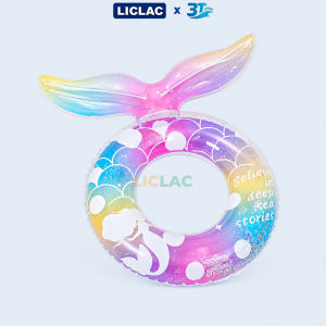 Phao bơi Nàng Tiên Cá cho trẻ em và người lớn nhựa PVC loại dày cao cấp thiết kế màu pastel cầu vồng