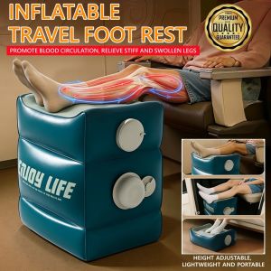 Lnflatable Foot Rest Pillow Comfort Cushion for Airplane Travel Office 3 Layers Home Use Footstool