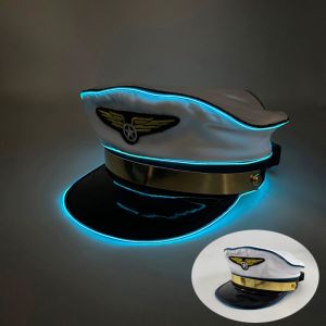 YOUSHI TOP Tăng cường không khí tiệc tùng Mũ phi công có đèn LED Có thể điều chỉnh Thoáng khí Mũ tiệc phát sáng Hài hước Không biến dạng Mũ Không Quân Phát Sáng Trang phục hóa trang