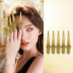 10pcs Gold Finger Sleeves Elegant Designs for Nail Art Enthusiasts and Professional Stylists for Stage Performances