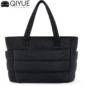 QIYUE Tote Bag for Women Lightweight Puffy Tote Bag with Compartments Quilted Shoulder Bag Handbag for Travel Work