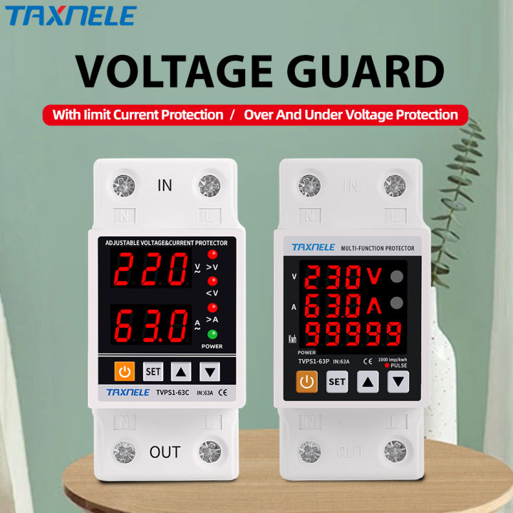 TOMZN Din Rail 230V 100A Adjustable Over Under Voltage Protective Device Protector Relay Monitor Current Limit Protection