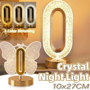 NEW 3 Warna Acrylic Crystal Lampu Emas Peredupan Sentuhan Cahaya Cocok Untuk Kamar Tidur Lampu Malam