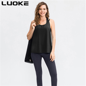 Luoke sports wear women Yoga Fitness Blouse Loose Running Sports Top Moisture Wicking Breathable Quick Drying Vest