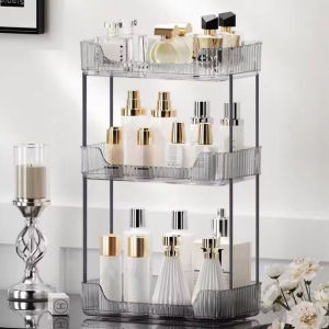 Rak Kosmetik Rak Penyimpanan Makeup Kotak Penyimpanan Skincare Alat Tulis Multifungsi 3 Susun Rak Penyimpanan Persegi Rak susun serbaguna/Rak dorong Rak Salon/Square Rak Dapur/Rak 3 Tingkat Dengan Roda/Rak Troli Susun