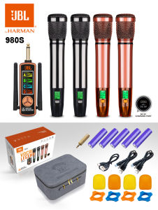 NEWEST JBL 4 Channel Party Box Wireless Microphone With HQ Pro Sound/Wireless receiver/Replaceable Battery For Karaoke