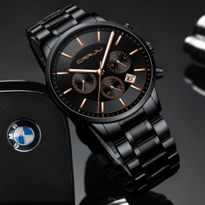 CRRJU New Fashion Men Watch Classic Business Multifunction Chronograph Quartz Wristwatch Casual Waterproof Stainless Steel Clock 2262