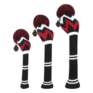 Scott Edward Golf Headcover 3pcs Wood Club Covers For Driver Cover Fairway and Hybrid with Lovely Knit PomPom