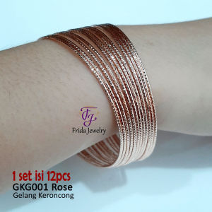 Gelang Keroncong Ukir set isi 12pcs Gold Plated perhiasan Fashion Anti Karat Anti Alergi Bisa dipakai sehari-hari GKG001 Frida Jewelry