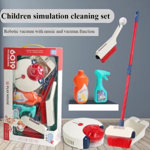 Robotic Vacuum Pretend Play Toy with Cleaning Kits Broom