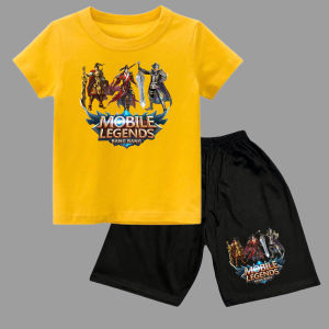 setelan kaos atasan dengan celana pendek anak usia1-10tahun sablon karakter MOBILE LANGEND