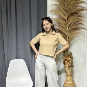 "Qimareez" BAJU CROP CEWEK KOREAN STYLE LUNA KNIT RIB PREMIUM PANTS ATASAN WANITA HORNET FIT STRESTCH SUPER HANGAT