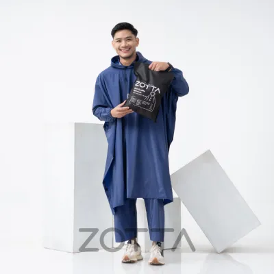 ZOTTA Jas Hujan Ponco Celana Jumbo Tebal dan Kuat Warna Biru Navy