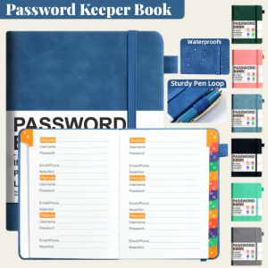 A7 Password Keeper Book with Color Pages Portable Notebook Organizer Multi-color Password Book with Alphabetical Tabs