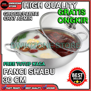 [GROSIR] PANCI SHABU HOT POT 2 SEKAT TUTUP KACA STEAMBOAT 30CM 30 CM SUKI