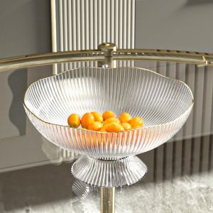 KANNERT High Feet Draining Fruit Plate Detachable Large Capacity Snack Serving Bowl Multi-Functional Strip Pattern Fruit Tray Coffee Table