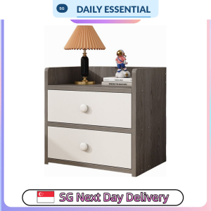 【DAILY ESSENTIAL】 Bedside Storage Table with One or Two Drawers in Grey White or Dark Pine