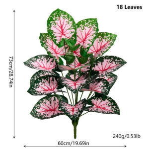 Artificial Pink Leaf Plant Silk Foliage Uv Resistant Fade Resistant Low Care Indoor Party Home Decor