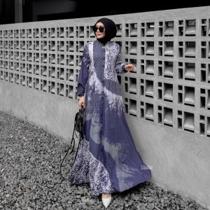 LILY DRESS GAMIS TWILL RAYON CANDI MEKAR GAMIS BATIK CAP ABSTRAK PEKALONGAN