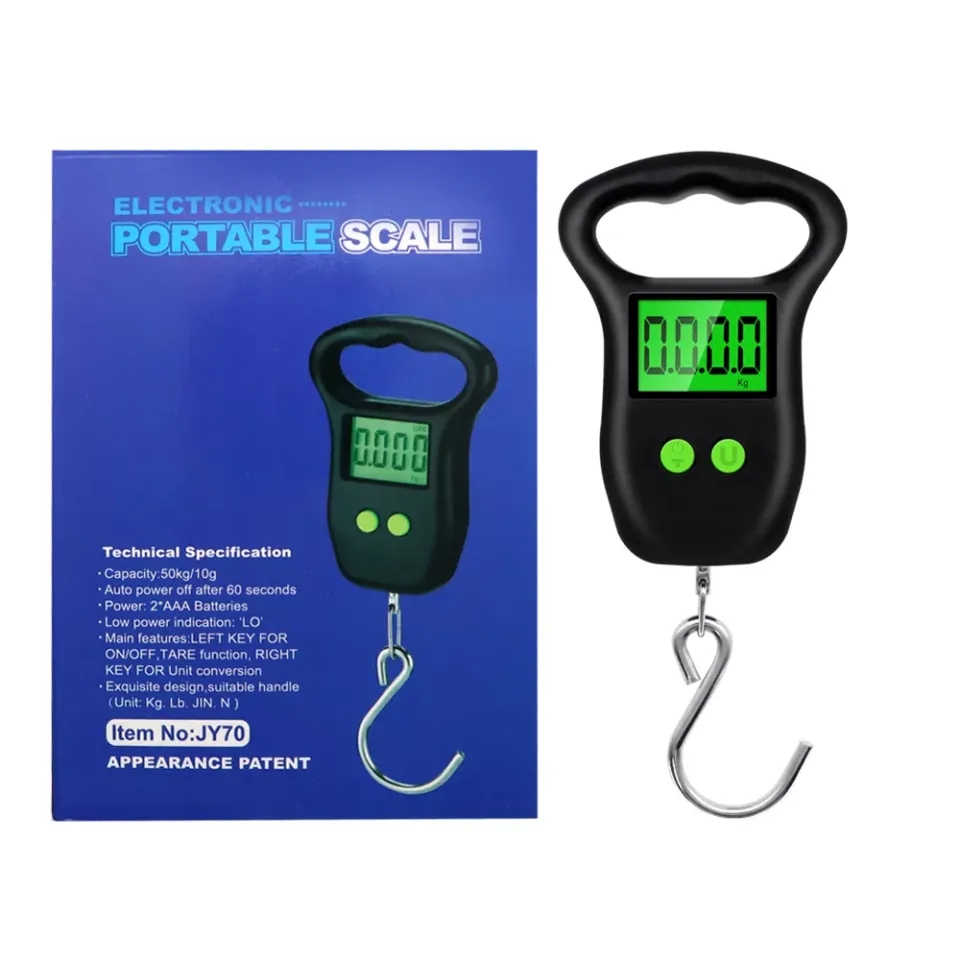 50KG 10g Luggage Weight Scale Fish Weighing Scales Digital Handheld  Suitcase Weigher with Hook Measuring Tape